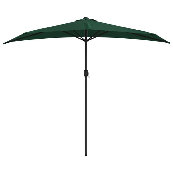 vidaXL Garden Parasol with Aluminium Pole Green 270x144 cm Half