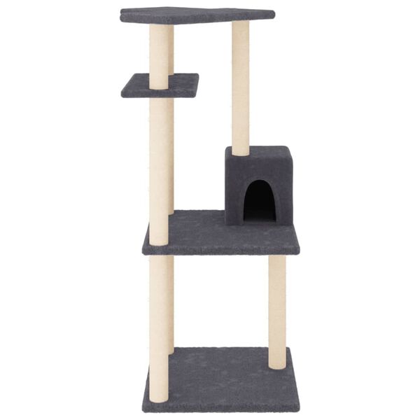 vidaXL Cat Tree with Sisal Scratching Posts Dark Grey 123 cm