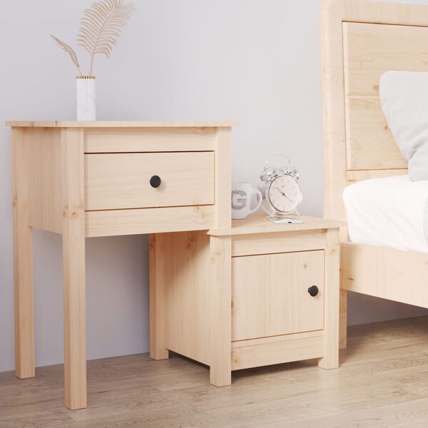 vidaXL Bedside Cabinet 79.5x38x65.5 cm Solid Wood Pine