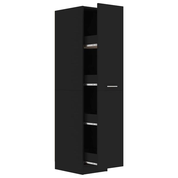 vidaXL Apothecary Cabinet Black 30x42.5x150 cm Engineered Wood