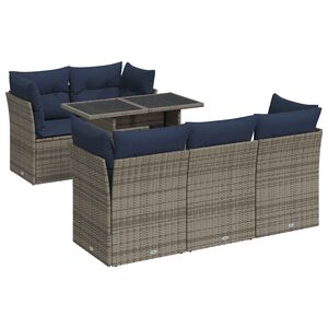 vidaXL 6 Piece Garden Sofa Set with Cushions Grey Poly Rattan Acacia