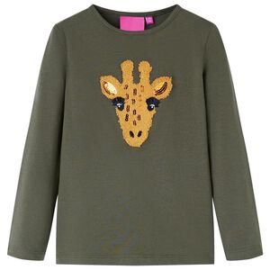 vidaXL Kids' T-shirt with Long Sleeves Khaki 104