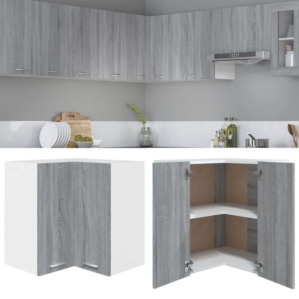 vidaXL Hanging Corner Cabinet Lyon Grey Sonoma 57x57x60 cm Engineered Wood
