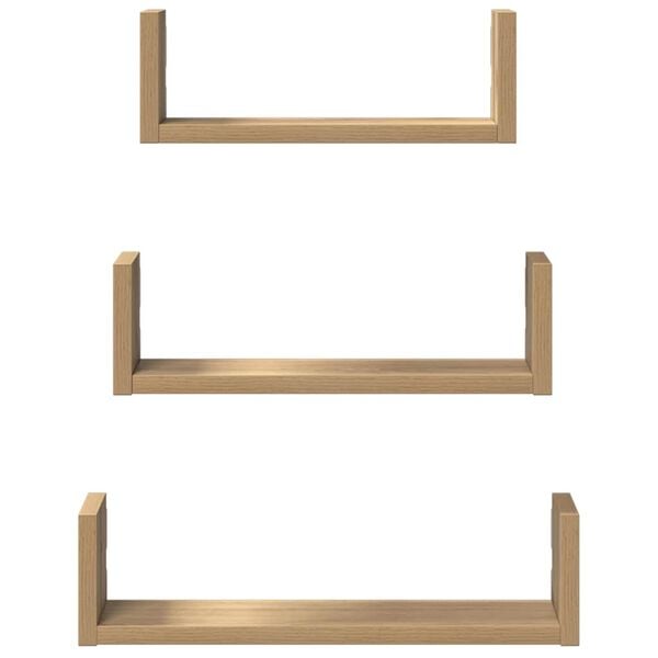 vidaXL Wall Shelf 3 pcs Artisian Oak Engineered Wood