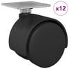 vidaXL Swivel Castor 12 pcs Black 39.5 x 39.5 x 37.8 mm Iron and PP
