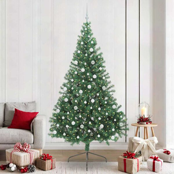 vidaXL Artificial Pre-lit Christmas Tree Green 240 cm PVC