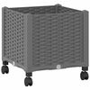 vidaXL Garden Planter with Wheels Light Grey 40 x 40 x 44 cm PP