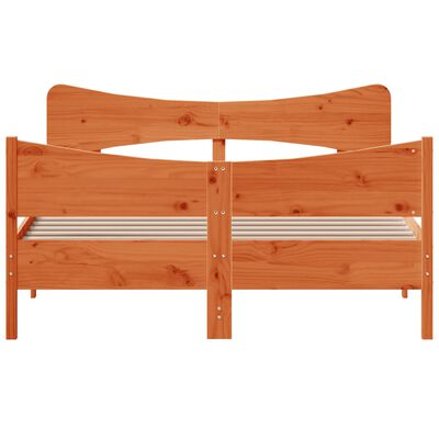 vidaXL Bed Frame with Headboard Wax Brown 160x200 cm Solid Wood Pine