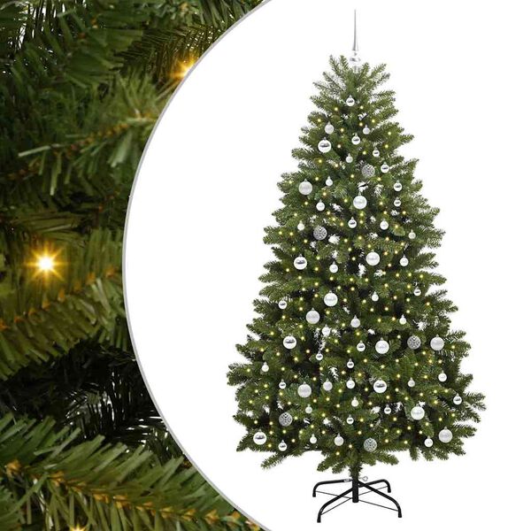 vidaXL Artificial Christmas Tree Green 210 cm PVC and Metal