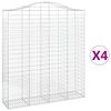 vidaXL Arched Gabion Baskets 4 pcs 200x50x220/240 cm Galvanised Iron