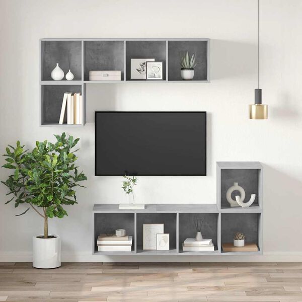 vidaXL Wall-mounted TV Cabinet Concrete Grey 37x37x107 cm Engineered Wood