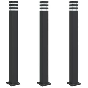 vidaXL Outdoor Floor Lamps 3pcs Black 110 cm Aluminium