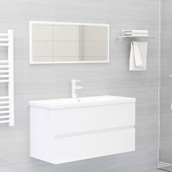 vidaXL 2 Piece Bathroom Furniture Set High Gloss White Engineered Wood