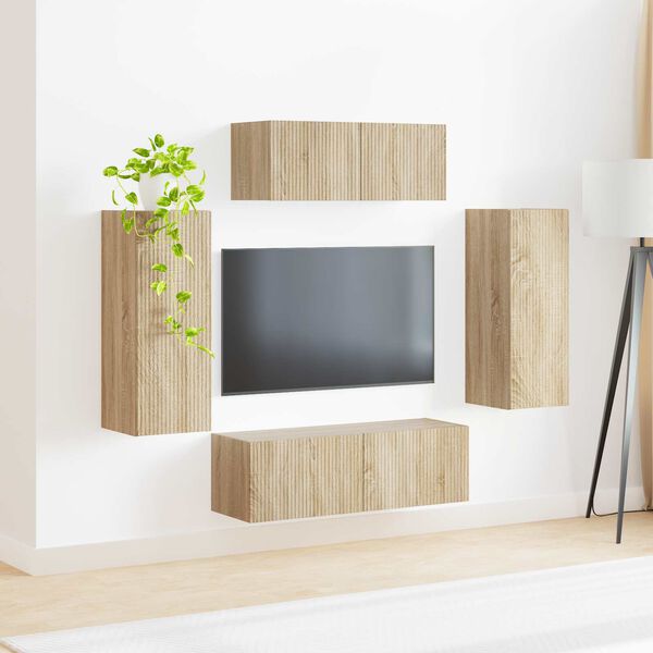 vidaXL TV Cabinet Set 4 pcs Sonoma Oak Engineered Wood
