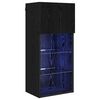 vidaXL Wall-mounted TV Cabinet with LED Black Oak 40.5 x 30 x 90 cm