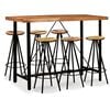 vidaXL Bar Set | Natural Wood, Black | Solid Acacia Wood, Reclaimed Wood, Steel