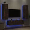 vidaXL 6 Piece TV Wall Units with LED Smoked Oak Engineered Wood