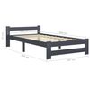 vidaXL Bed Frame without Mattress Dark Grey Solid Pinewood 100x200 cm (322020+321990)