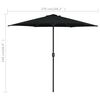 vidaXL Garden Parasol with Aluminium Pole 270x246 cm Black