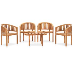 vidaXL 5 Piece Banana Garden Lounge Set Solid Teak Wood