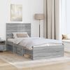vidaXL Bed Frame Grey Sonoma 100 x 200 cm Solid Pine Wood