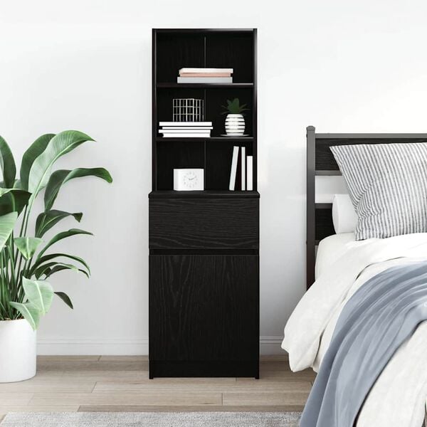 vidaXL Bedside Cabinet Black 39x35x125 cm Engineered Wood