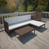 vidaXL 3 Piece Garden Lounge Set with Cushions Poly Rattan Brown