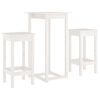 vidaXL 3 Piece Bar Set White Solid Wood Pine