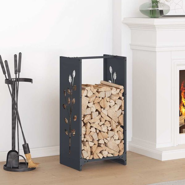 vidaXL Firewood Rack Anthracite 40x30x80 cm Cold-rolled steel