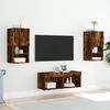 vidaXL 4 Piece TV Wall Cabinets with LED Lights Smoked Oak