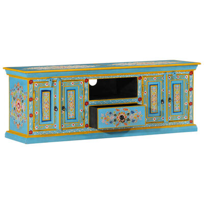 vidaXL TV Cabinet Blue 110x30x40 cm Solid Wood Mango