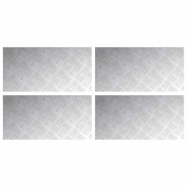 vidaXL Checker Plates 4 pcs Silver 60 x 30 cm Aluminium