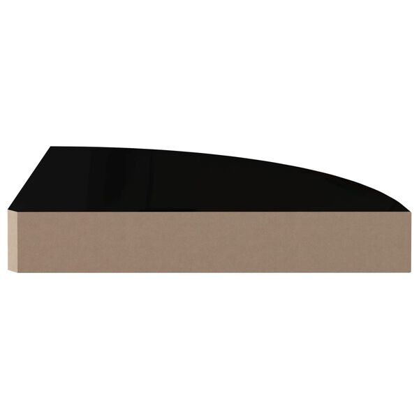 vidaXL Floating Corner Shelf High Gloss Black 25x25x3.8 cm MDF