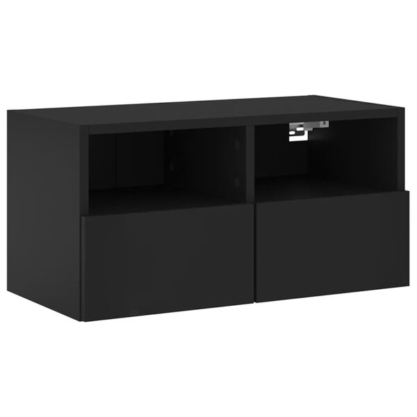vidaXL TV Wall Cabinet Black 60x30x30 cm Engineered Wood