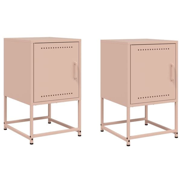 vidaXL Bedside Cabinets 2 pcs Pink 36x39x60.5 cm Steel