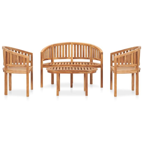 vidaXL 4 Piece Banana Garden Lounge Set Solid Teak Wood