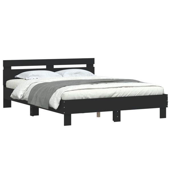 vidaXL Bed Frame with LED without Mattress Black 140x200 cm
