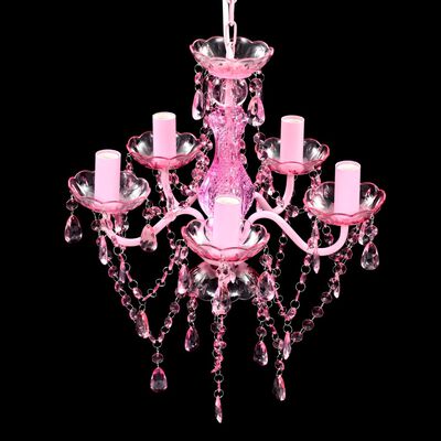 vidaXL Crystal Light 5 Bulbs Pink