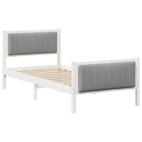 vidaXL Bed frame White and light grey 90 x 200 cm Solid pine wood