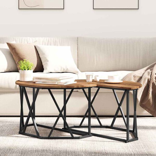vidaXL Coffee Table Old Wood 80 x 80 x 42 cm Engineered Wood and Steel