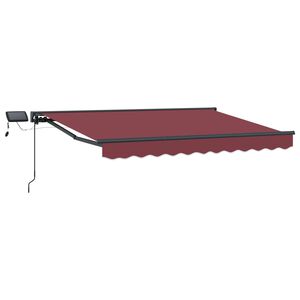 vidaXL Manual Awning Frame with LEDs Burgundy and Anthracite 2.5 x 2 m