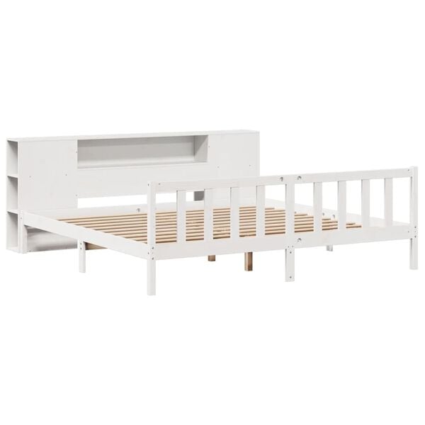 vidaXL Bookcase Bed without Mattress White 180x200 cm Super King Solid Wood Pine