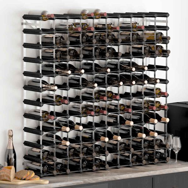 vidaXL Wine Rack for 120 Bottles Black Solid Pine Wood