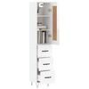 vidaXL Highboard High Gloss White 34.5x34x180 cm Engineered Wood