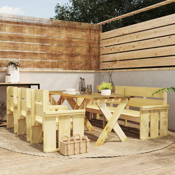vidaXL 5 Piece Garden Dining Set Impregnated Pinewood