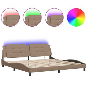 vidaXL Bed Frame with LED without Mattress "Zadar" Cappuccino 200x200 cm
