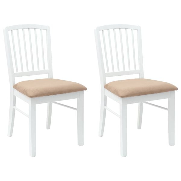 vidaXL Dining Chairs 2 pcs White 50 x 52.5 x 91 cm Solid Rubber Wood