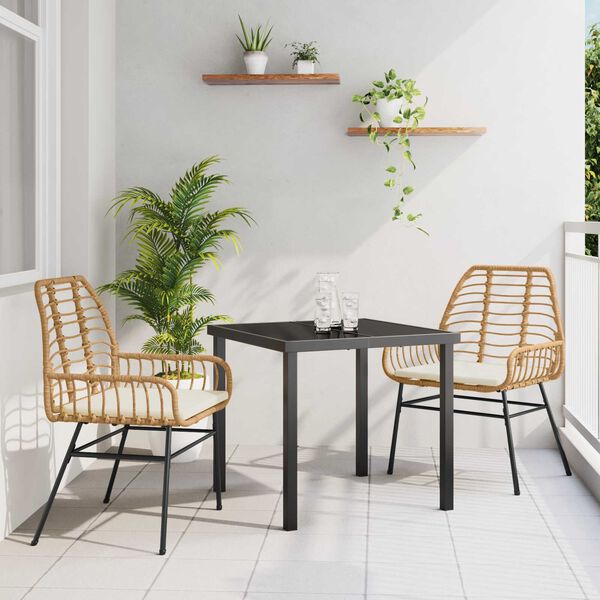 vidaXL Garden Dining Set 3 pcs Brown Poly Rattan