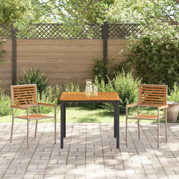 vidaXL Garden Dining Set 3 pcs Beige and Brown 90 x 90 x 75 cm