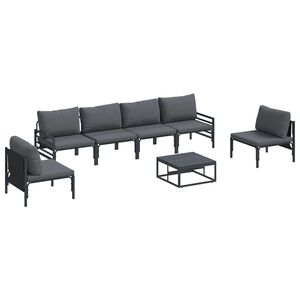 vidaXL Garden Sofa Set 7 pcs Black Steel